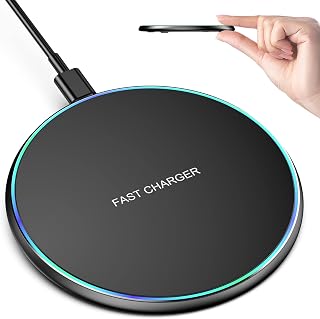 Eisreho 15W Fast Wireless Charger Pad for iPhone 16/15/14/13/12 Samsung Galaxy S23/S22/S21 - Ultra-Slim Portable Mat with Safety Protection