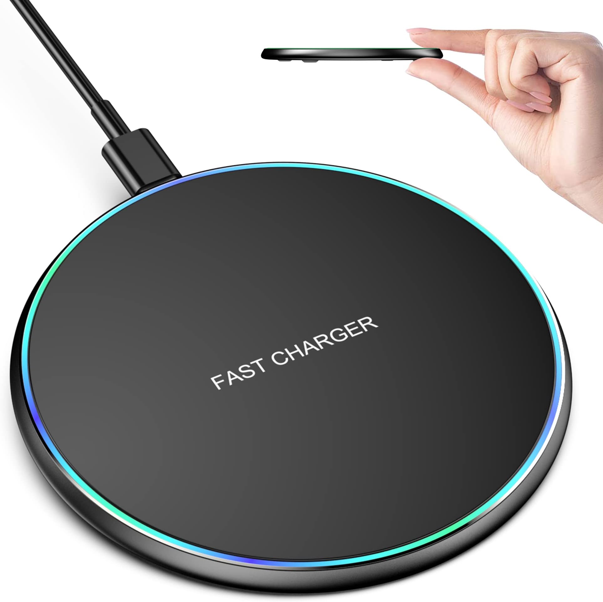 Wireless Charger Compatible with iPhone 17 16 15 14 13 12 11 Pro Max/Mini/Plus/XR/X/8, 15W Max Fast Wireless Charging Pad Mat for Samsung Galaxy S23/S22/S21/S20/S10, Galaxy Buds