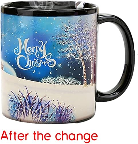 Miniatura 3 de KSZNZB Taza de café de Navidad mágica que cambia de calor, taza de 12 onzas que cambia de color, taza sensible al calor con caja de regalo, taza de