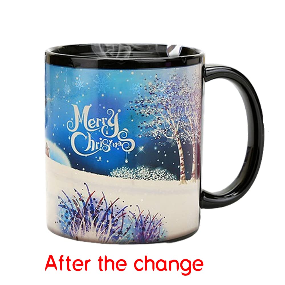 Taza de café de Navidad, taza mágica que cambia de calor, taza de café sensible al calor, con caja de regalo, tazas de Navidad para mujeres, hombres, niños, familia, amigos (muñeco de nieve azul B)