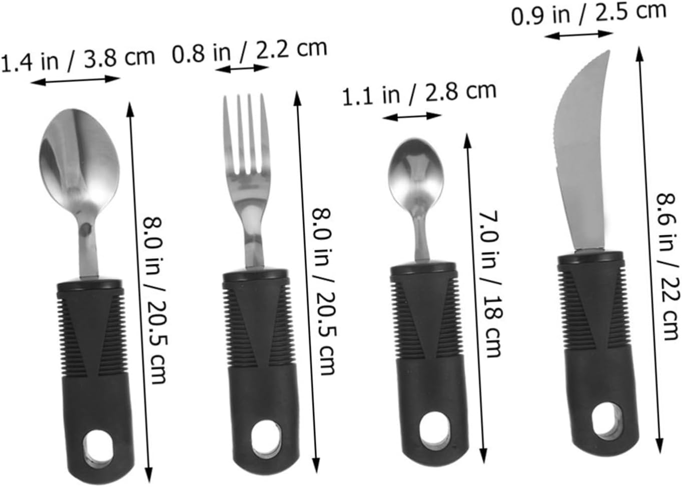 Adaptive Utensil Set, Stainless Steel TPR Handles