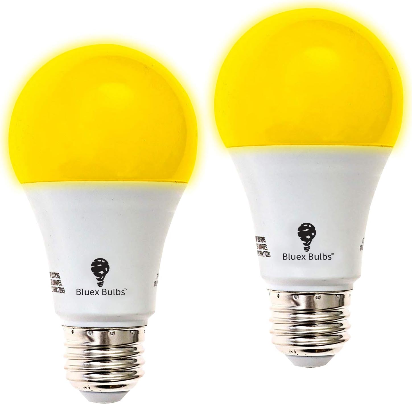 2-Pack Solray A19 Amber Yellow LED Bug Light Bulb No Blue Light Outdoor 650 Lumens 120V E26 Medium Base 9.5-Watt (40-Watt Replacement) A19 Outdoor Bug LED Warm Light Bulb