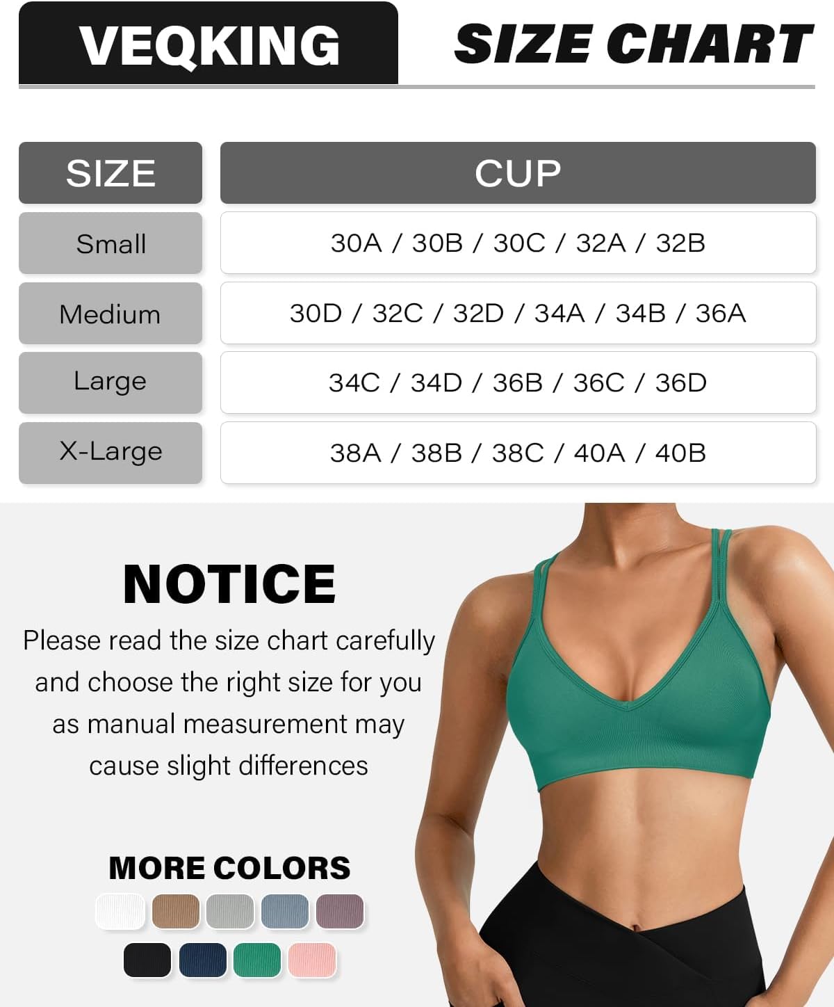 VEQING Seamless V-Neck Women Sports Bras, Padded Cross Back Wireless Low Impact Workout Yoga Bras for Small Chests, 3 Pack - Image 6