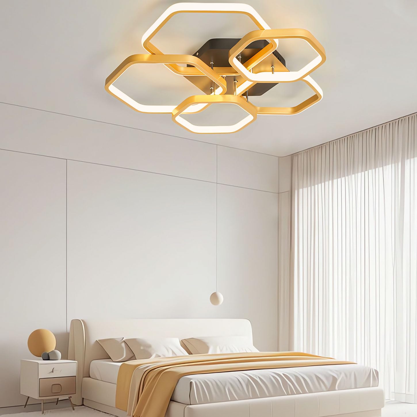 Lámpara de techo LED moderna, lámpara de techo regulable para dormitorio de 3000-6000 K con mando a distancia, lámpara de techo acrílica negra, ideal para dormitorios. (Nero)