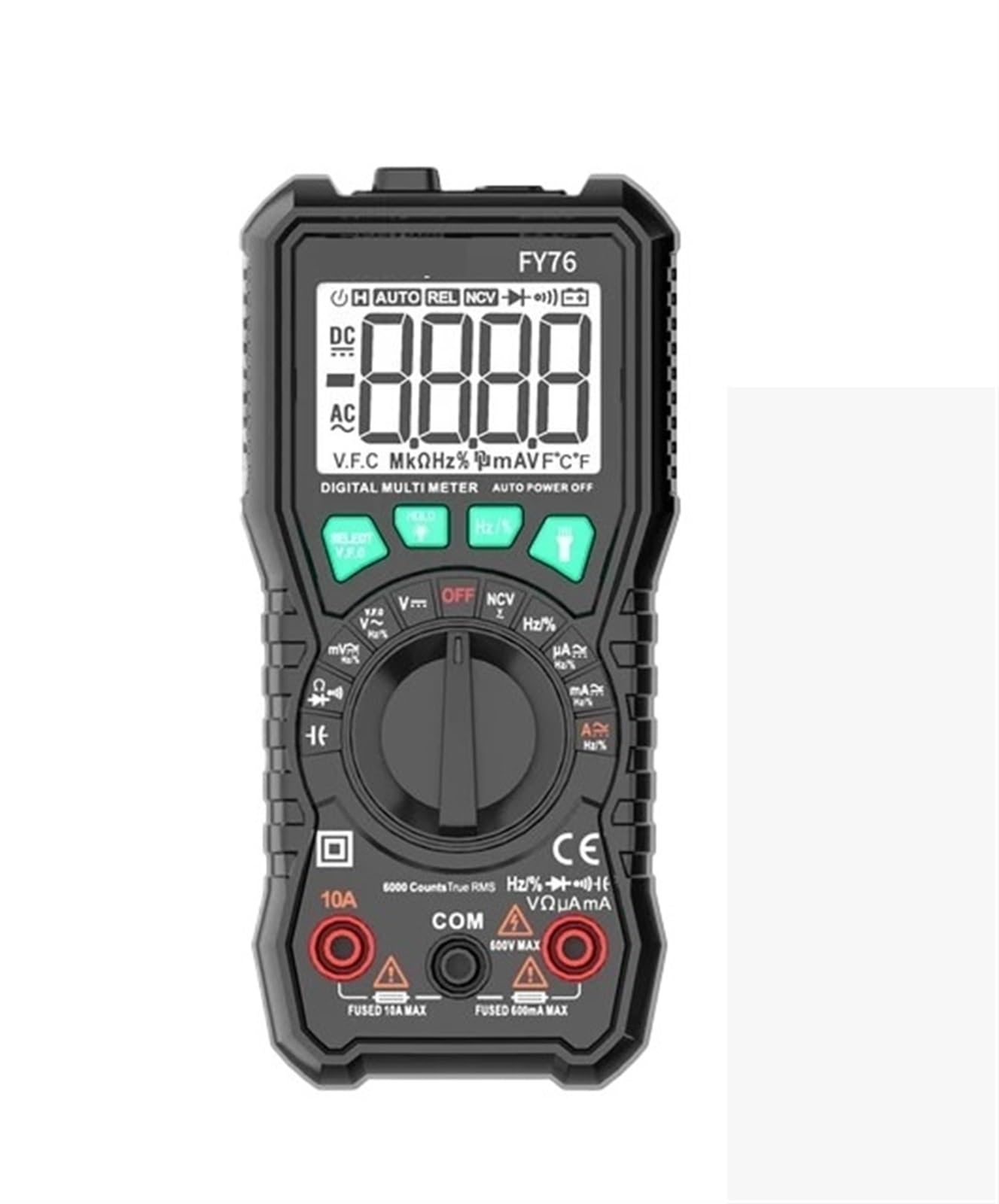 FY76 Multimetro Digitale 6000 conteggi Misuratore di Tensione e Corrente AC/DC Resistenza Ohm LCD retroilluminato Rilevatore for elettricisti