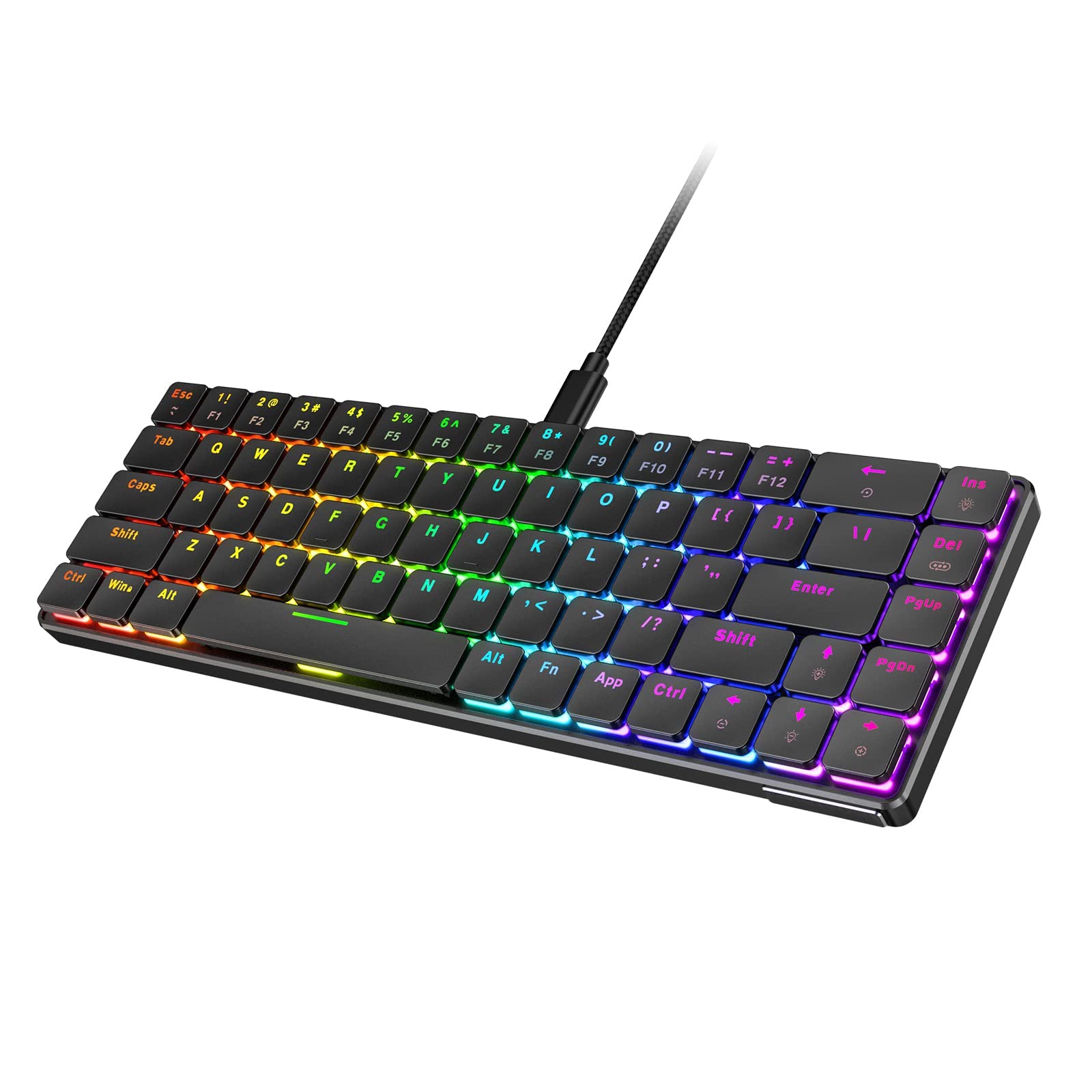 Bezprzewodowa Klawiatura Mechaniczna RGB, Ultracienka, Niskoprofilowa Klawiatura Do Gier Z 69 Klawiszami I Podświetleniem RGB, 6 Rodzajów Regulacji Jasności, Dla Komputerów Mac Z Systemem