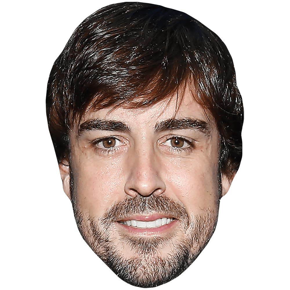 Celebrity Cutouts Lifelike Fernando Alonso (Beard) Celebrity Mask, Flat Card Face, Fancy Dress Mask