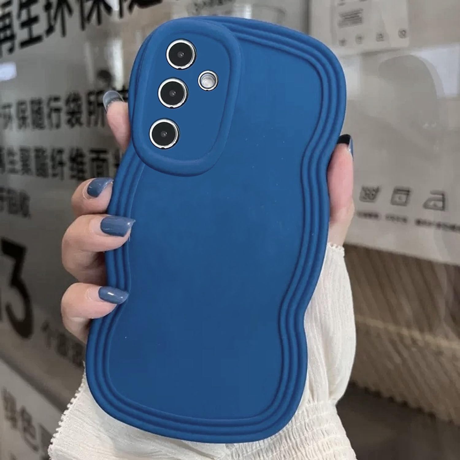 KC Back Cover for Samsung Galaxy A34 5G, Curly Wave Shape Shockproof Bumper Soft Silicone Case with Camera Protection (Light-Blue) (B0CDCCD3BT) Amazon Price History, Amazon Price Tracker