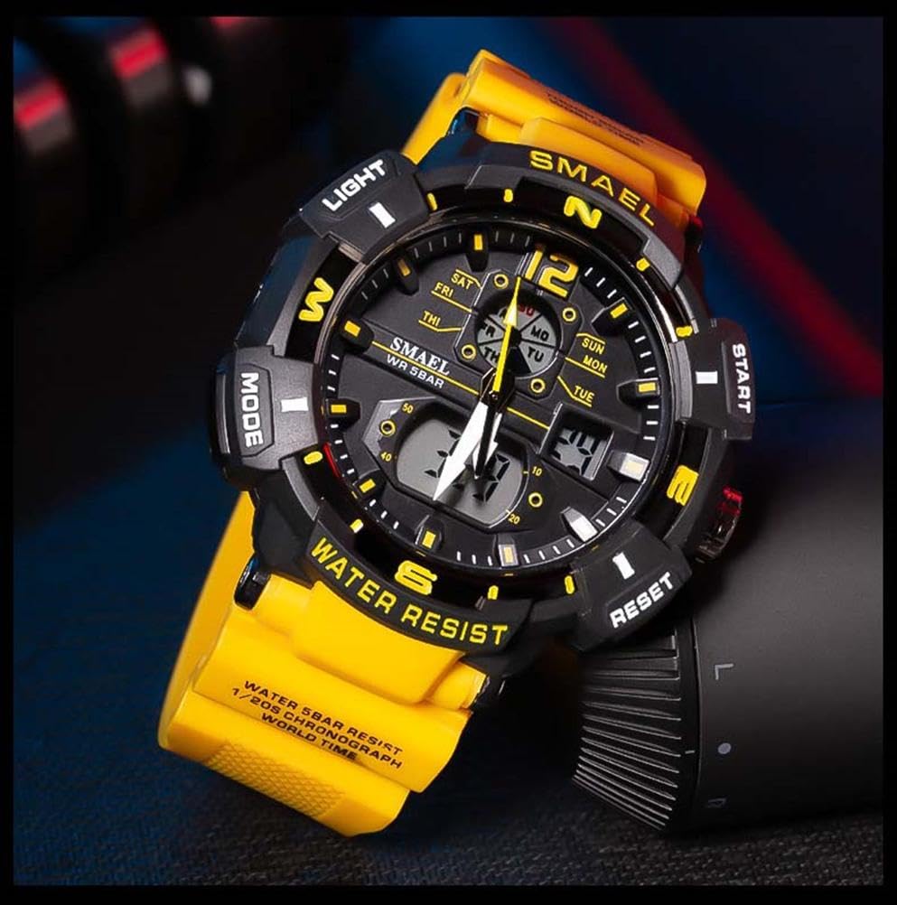 Montre Homme Montre Digital Sport Homme M ilitaire étanche,Grand écran Analogique Digital Montre avec Alarme,LED,Montres Bracelets Multifonctions
