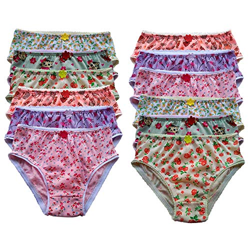 Kit 12 Peças Calcinha Infantil P Estampada Em Algodão Modelo Básico Sortidas