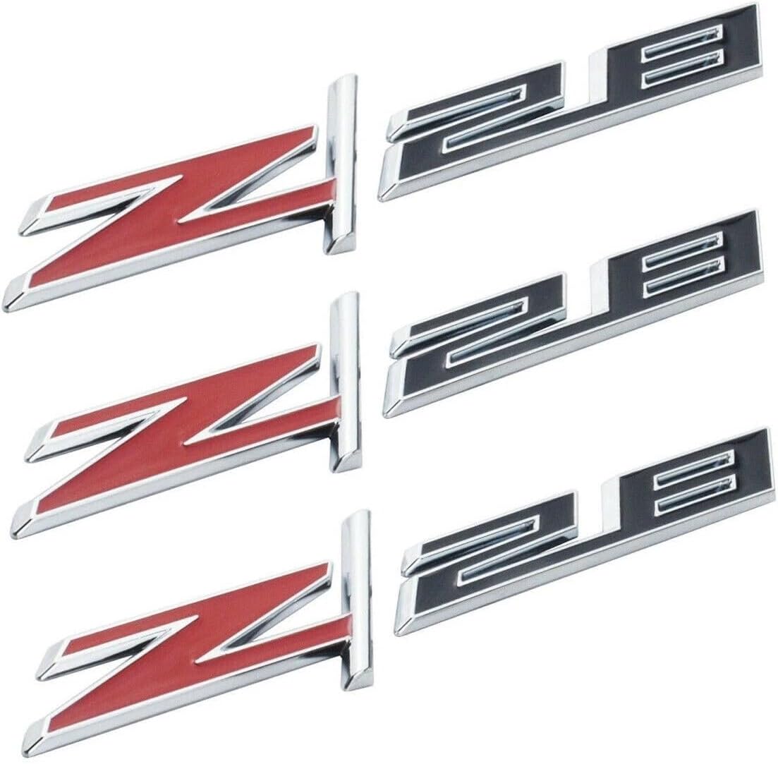 3Pcs Z28 Emblems 3D Car Badge Door Tailgate Nameplate Compatible with Z/28 Camaro 22925211 (Chrome Red)