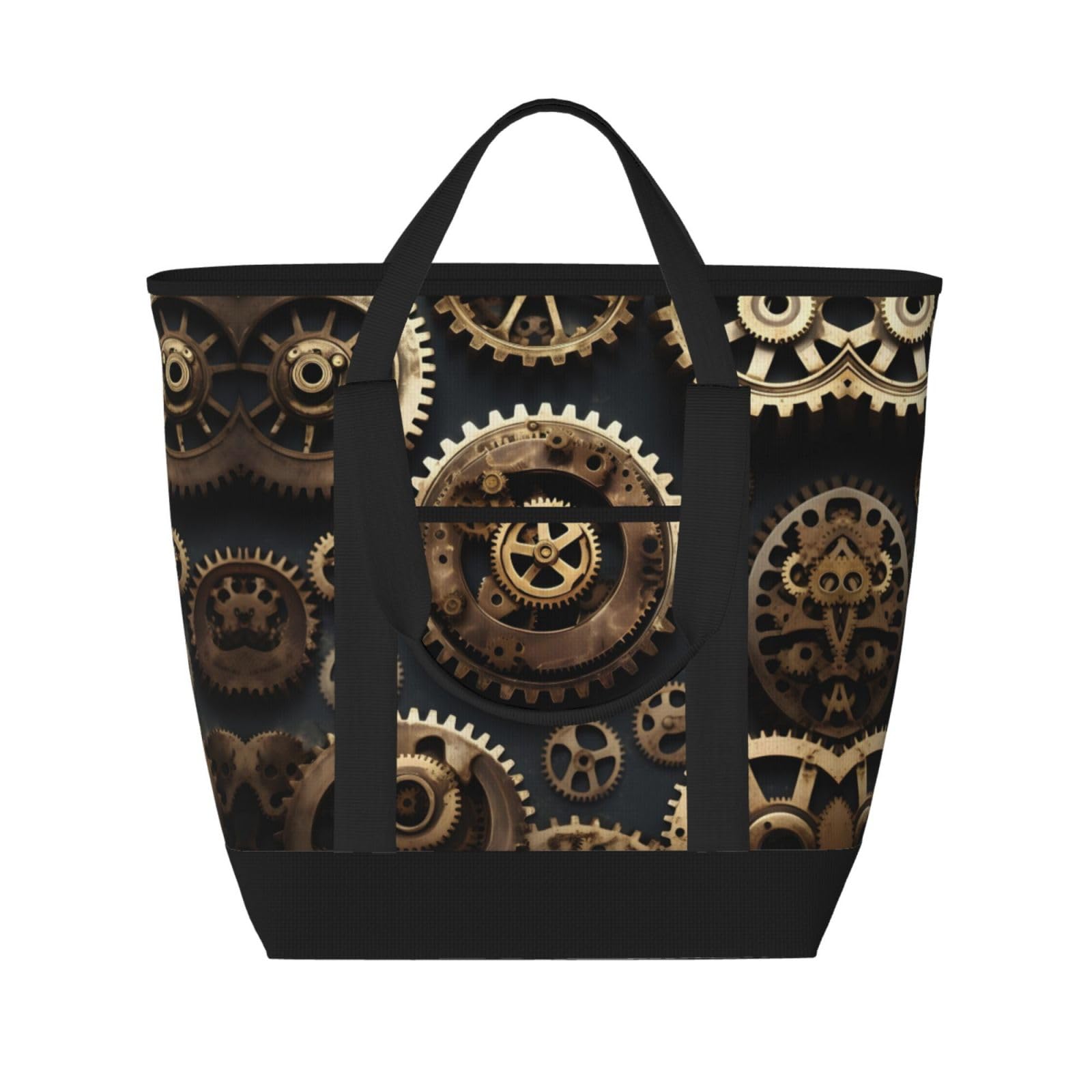 Sac isotherme grande capacité imprimé steampunk noir et réutilisable - 8