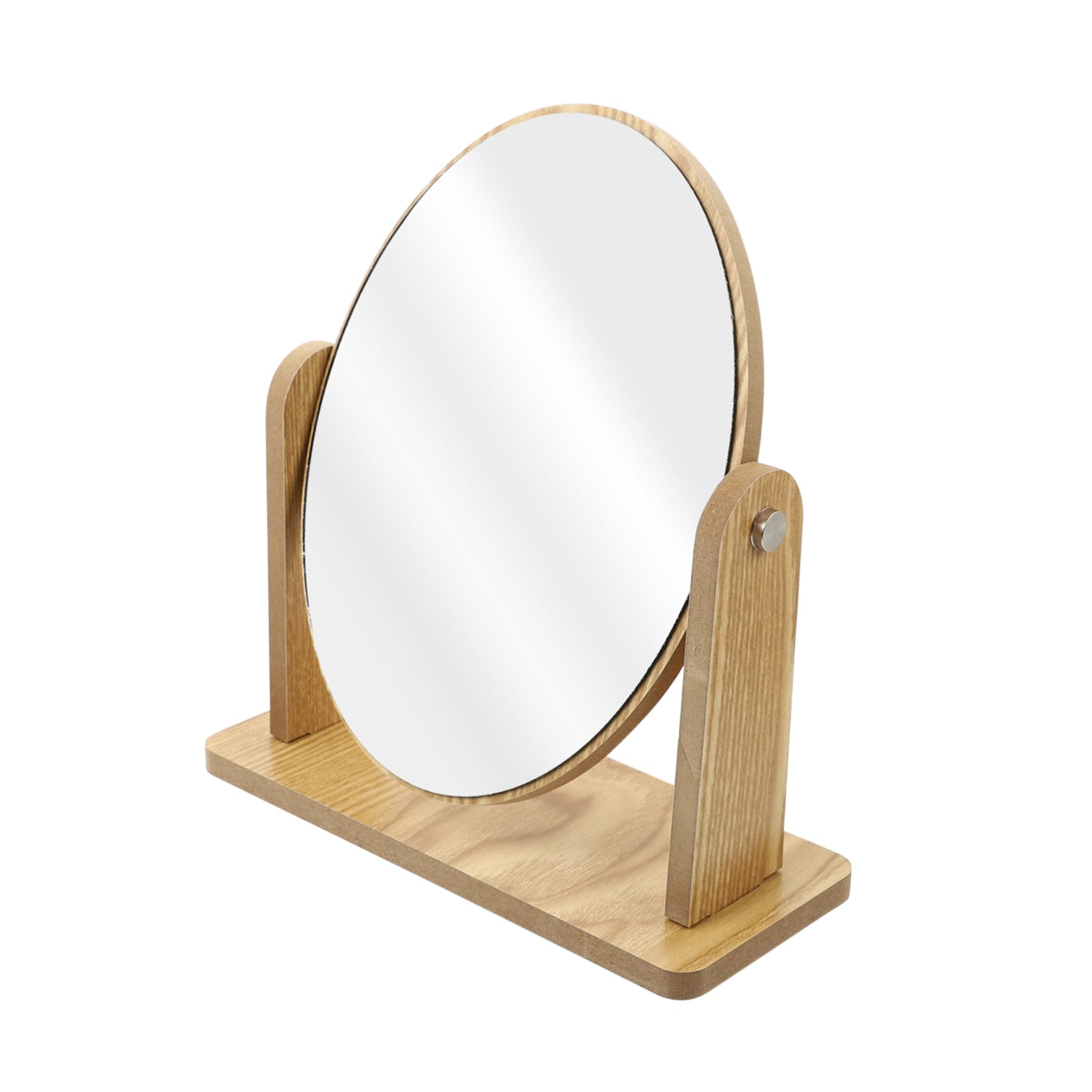 Miroir de maquillage oval en bois noble avec support rotatif design