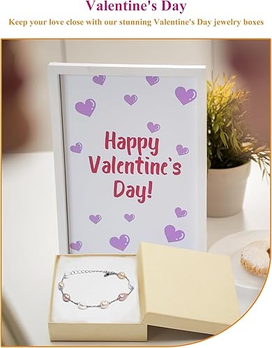 Miniatura 10 de MESHA - Caja de papel de cartón para joyería y regalos de 8 x 5.5 x 1.25 pulgadas, caja de papel grueso blanco con forro de algodón