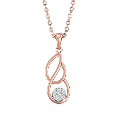 18k (750) Rose Gold and Solitaire Pendant for Girls