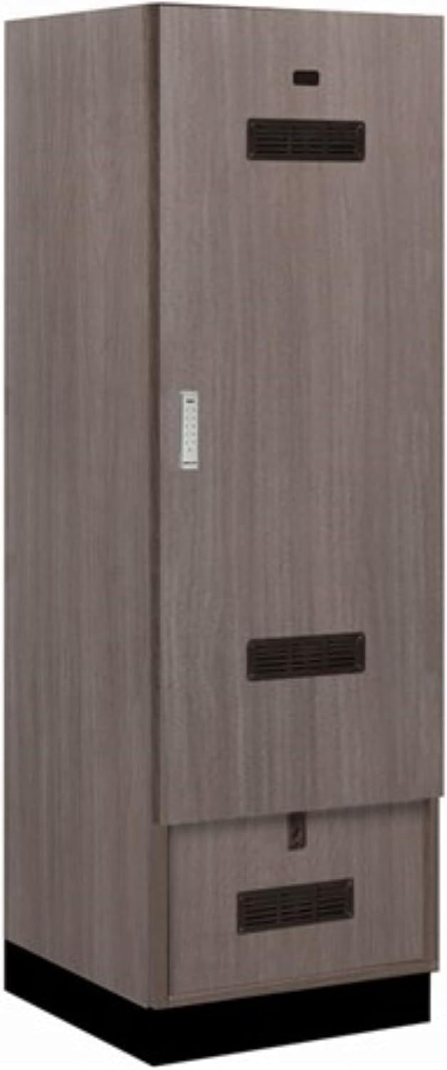 Salsbury 24" Wide Premier Wood Gear Locker - 6 Feet High - 24 Inches Deep - Skyline Walnut - Silver Electronic Locks
