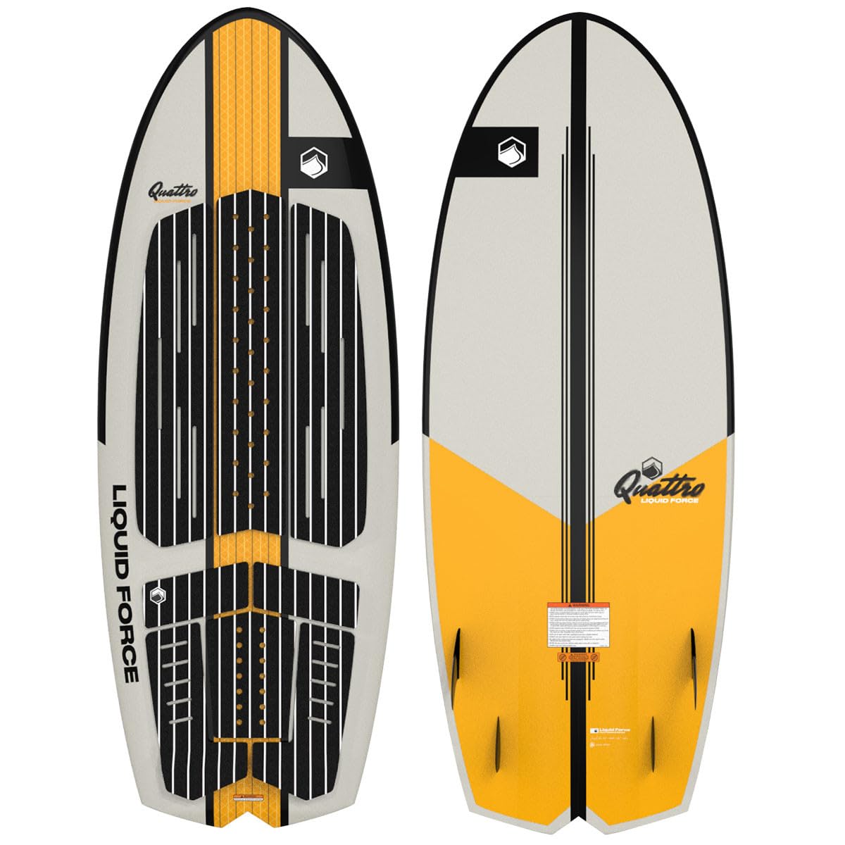 Liquid Force Quattro Quad Fin Wakesurf Board (2024) - Premium Surf Style Performance Wakesurfer, Beginner to Intermediate Riders (4'10