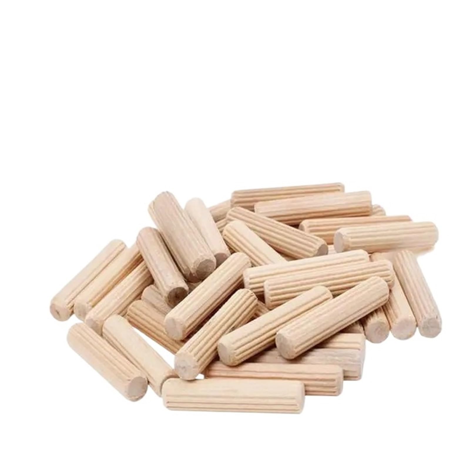 HYQOUKLR Wooden Sticks, Wooden Round Fluted Dowels 50 Pcs Woodworking Furniture Craft Multiple Sizes(0.8x2.5cm)