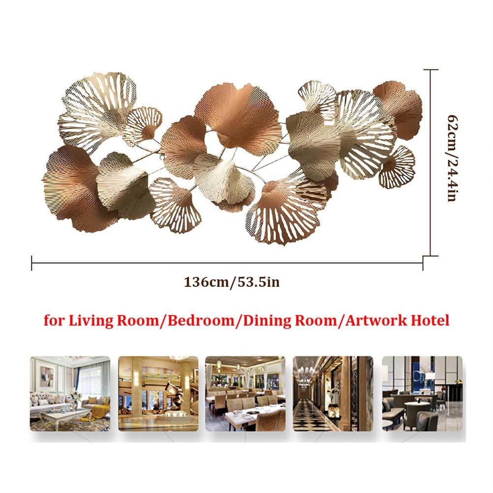Decorazione da Parete in Metallo con Foglia di Ginkgo, Grande Arte da Parete in Metallo per Soggiorno, Decorazione da Parete Moderna 3D, sculture da Parete per la casa, per Interni ed Esterni