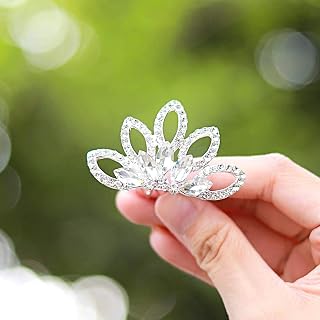 Yean Wedding Hair Comb Bridal Tiara Combs Flower Girl Headpiece Princess Crown Birthday Gift for Girls (Silver)