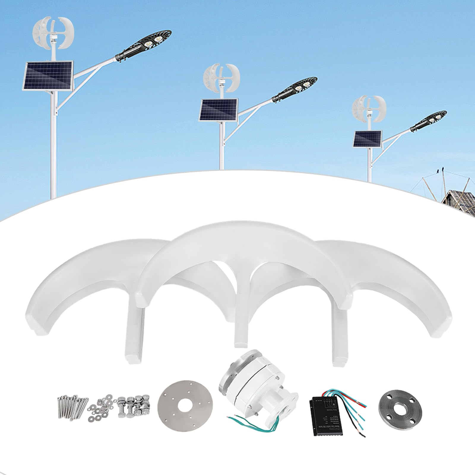Turbine Generator Lantern Wind Lanterna Bianca Turbina eolica con controller, Generatore eolico per lampade eoliche e solari, 600 W, 24 V, 90 x 60 cm