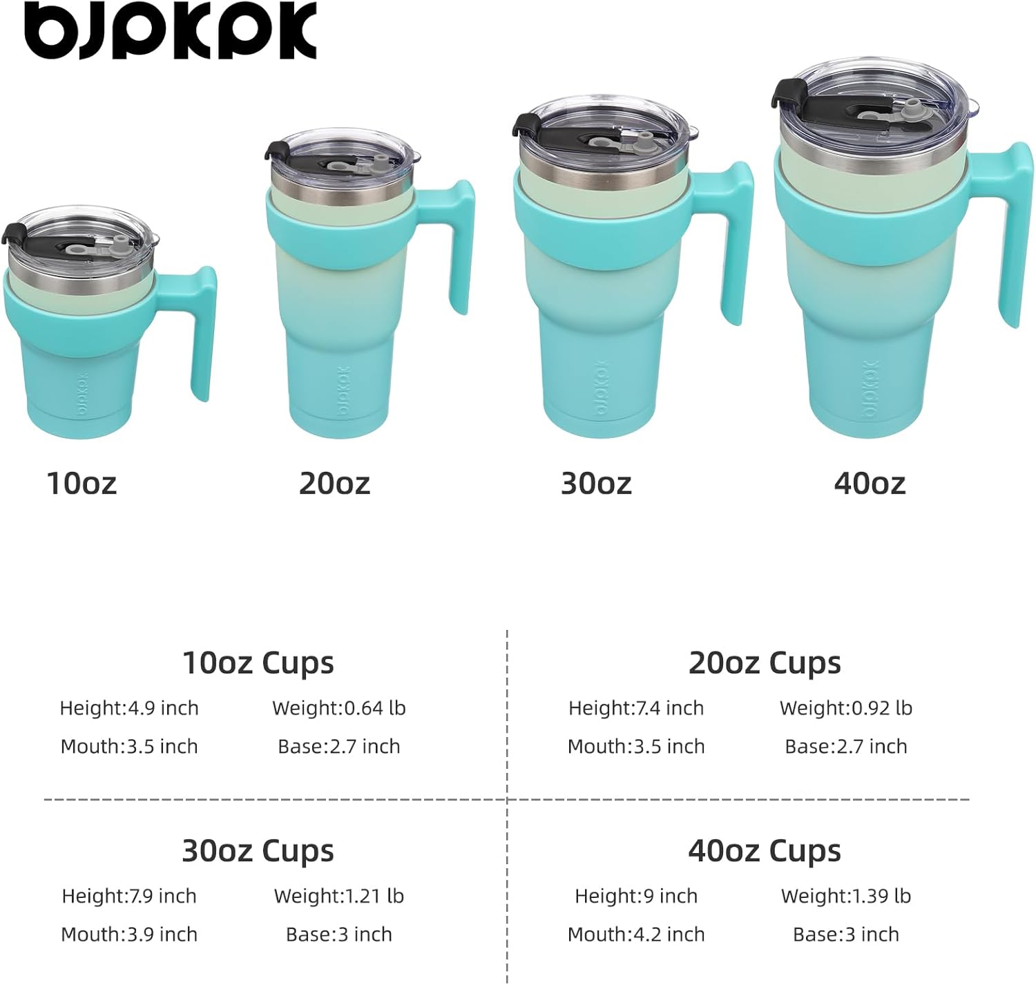 BJPKPK 40 oz Stainless Steel Insulated Tumbler Cups With Handle And Straw And Lid,Mint - Image 4