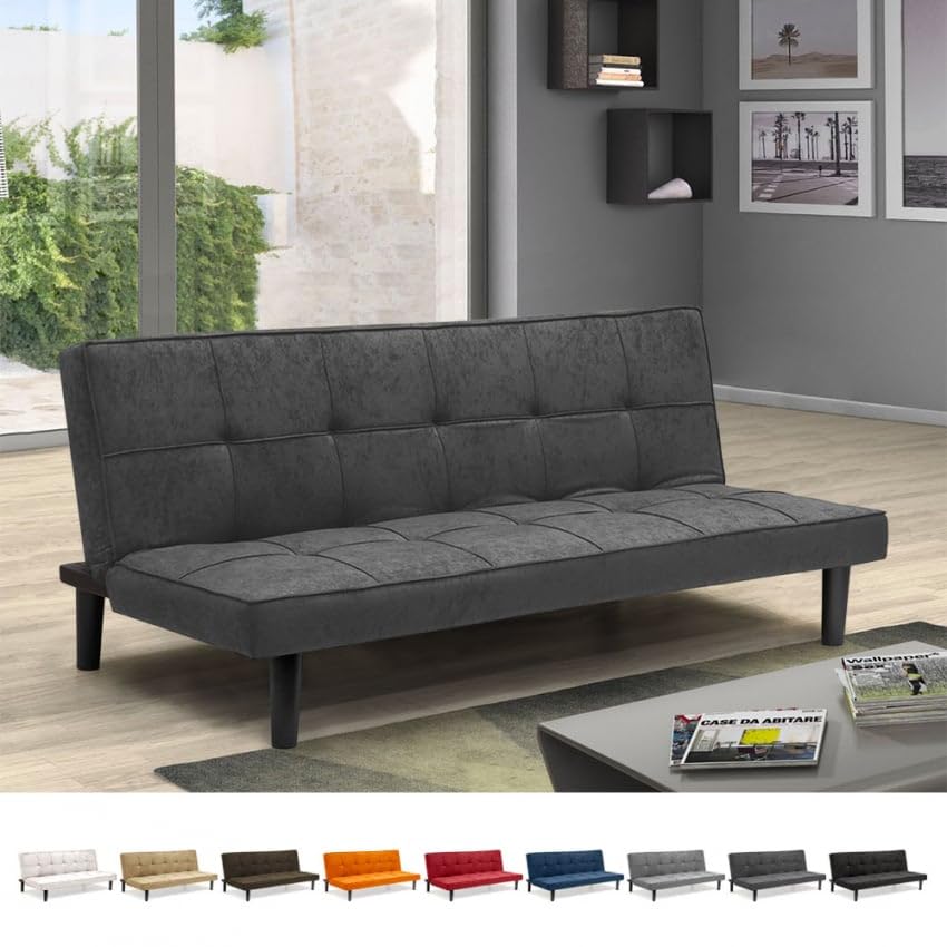 Produce Shop Canapé Convertible 2 Places en Tissu clic-clac pour Chambre et Bureau Giada - Gris