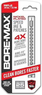 Real Avid Bore-Max Speed Jag and 25 Patches, Gun Cleaning Supplies Set With Bore Cleaning Patch Holder for Rifle and Pistol
