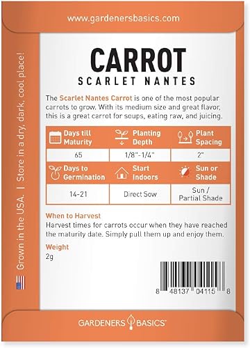 Miniatura 2 de Semillas de zanahoria para plantar - Scarlet Nantes - es una gran variedad de verduras no transgénicas, 0.07 onzas de semillas ideales para