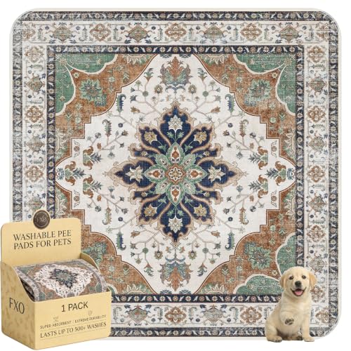 Image of Washable Pee Pads for Dogs,Great Urine Absorbent Reusable Puppy Training Pads,Waterproof,Leak-Proof & Non-Slip Potty Pads for Whelping,Crate,Playpen,Bed.(Dark Teal Floral,72 inchx72 inch)