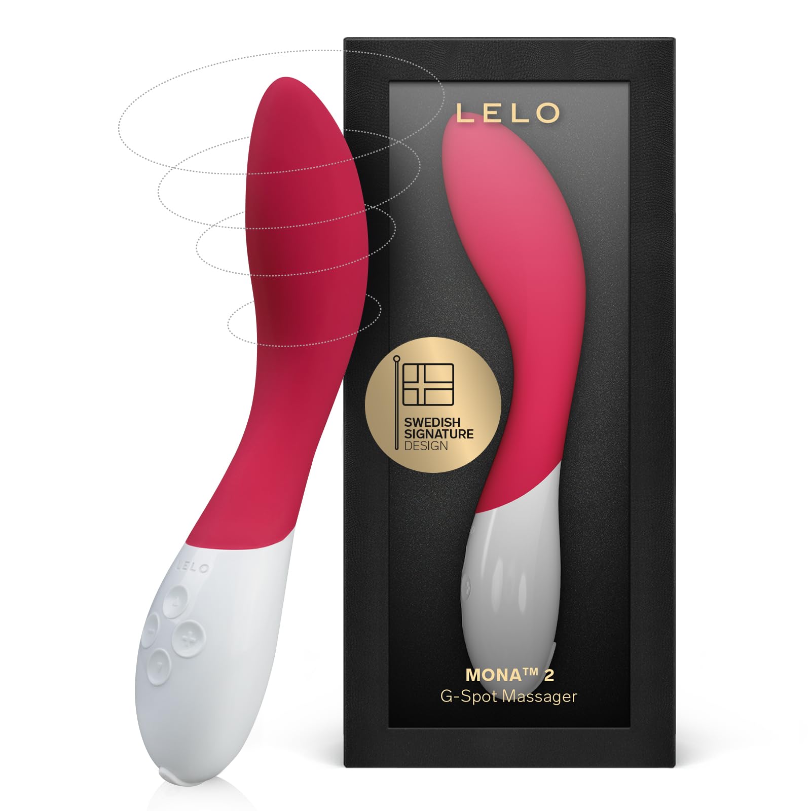 LELO Mona 2 - G-Spot Vibrator, Curved Personal Massager, Cerise
