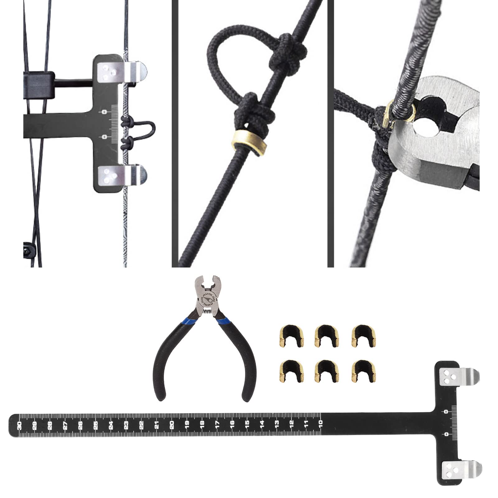 Red Bow String Nocking Points Schode Set T kształt Szczypce Zestaw kwadratowy linijka Nocki Konstra łucznicze Związek koła pasowy Zestaw odwracający się