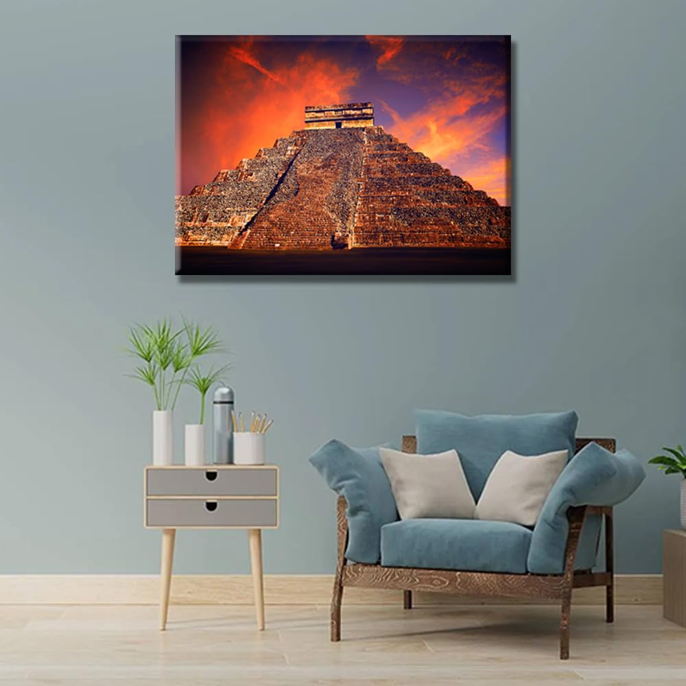 Amazon.com: LSIUHWUWI El Templo Kukulcan Temple Wall Art for