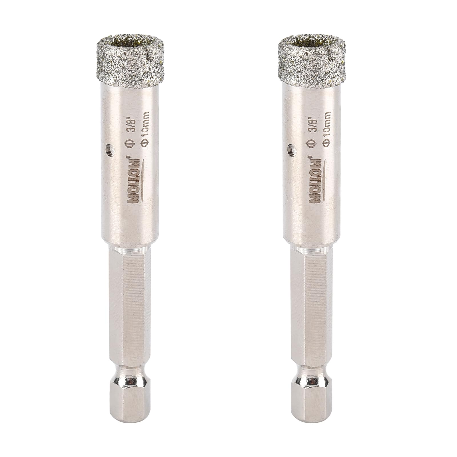 MOLLOM 3/8" (10mm) 2Pcs Diamond Hole Saw Cutting for Porcelain Tiles,Glass,Ceramic,Marble,Fiberglass,etc