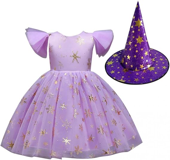 Amazon Co Jp ハロウィン コスプレ 子供 Yolaird 子供 ワンピース ドレス 帽子付き 女の子 魔女 フォーマルワンピース キッズ コスチューム 魔法使い 衣装 幼稚園児 着ぐるみ 舞台衣装 文化祭 学園祭 パーティー プリンセス ドレス 演劇 演出 イベント ファッション