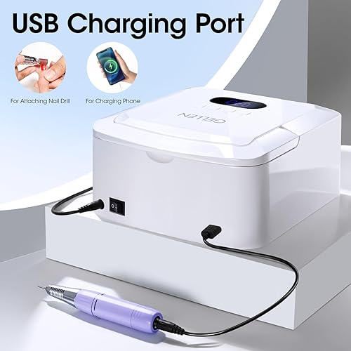 Miniatura 6 de Gellen Lámpara de uñas LED UV, luz UV para uñas de gel, 4 ajustes de temporizador, 48 W, secadora de uñas portátil profesional, esmalte de uñas de