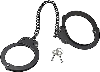 Yoghourds Double Lock Handcuffs, Adjustable Heavy Duty Steel Wrist Cuffs with 2 Keys & Handcuffs Holster in Police Edition