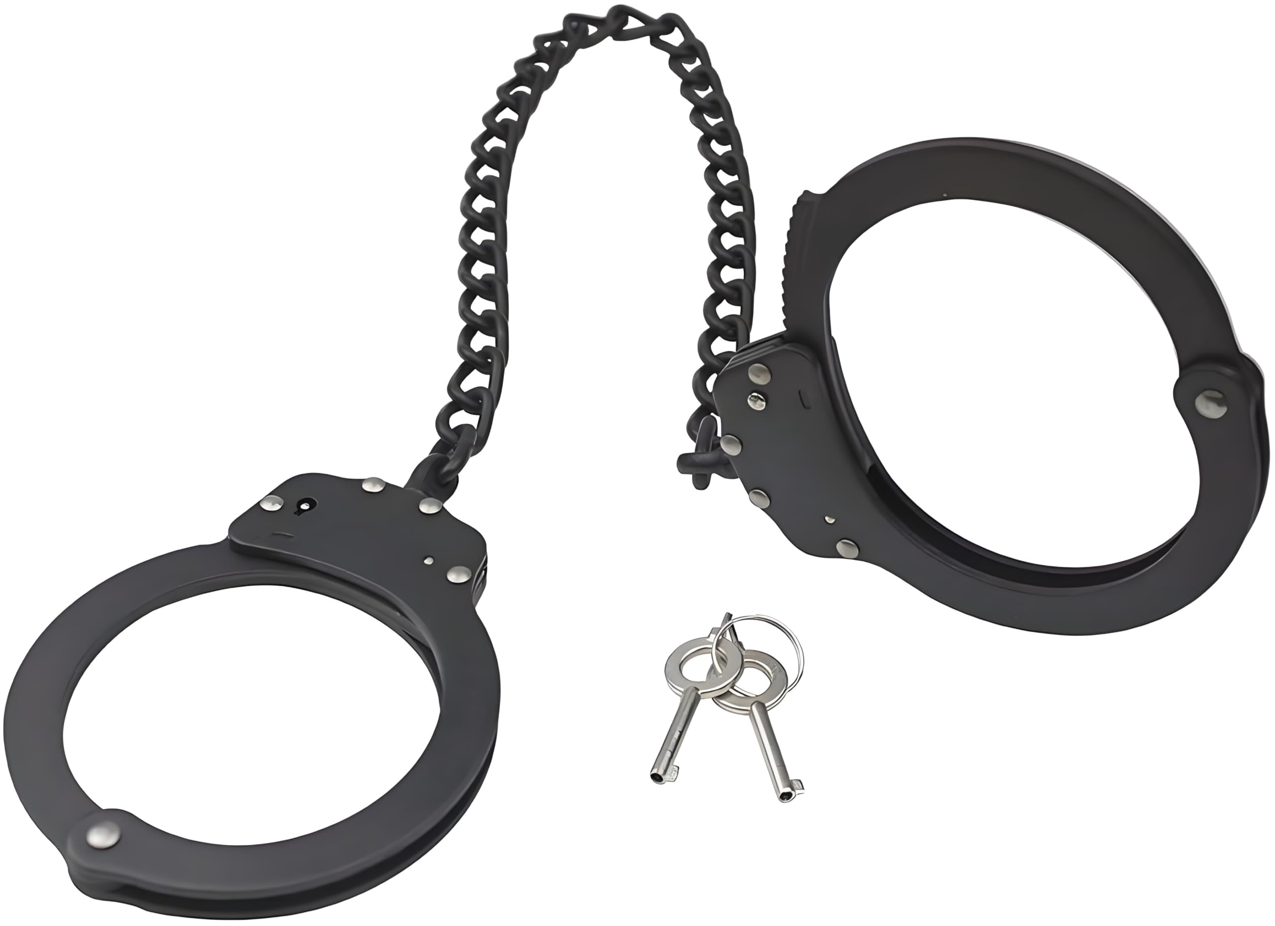 Photo 1 of Yoghourds Metal Long Handcuffs - Sturdy Durable Double Lock Steel LegCuffs, Police Professional Heavy Duty Ankle Handcuffs with 2 Keys & Holster (Black)
