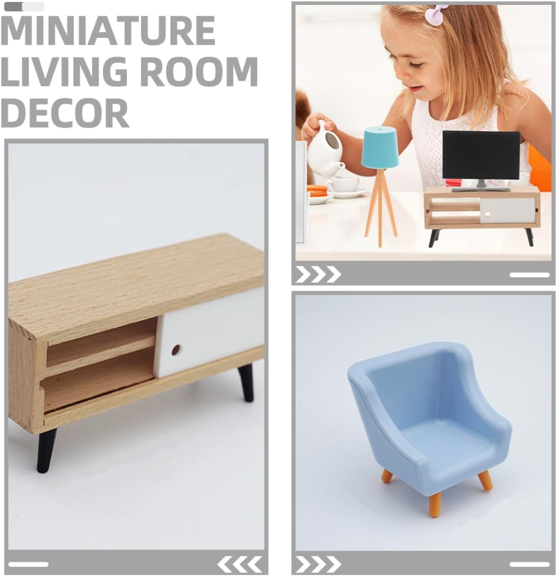 1 Set Miniature Furniture Dollhouse Decor with Tv Cabinet Lamp Sofas for Realistic Decoration for Mini House Landscape and Model Displays