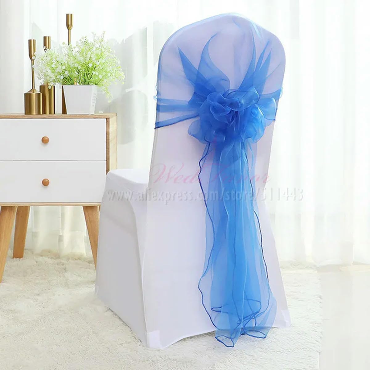 Organza-Stuhl-Schärpen, Schleifen, Tüll, Hochzeit, Stuhlkappe, Knoten, Hotelveranstaltungen, Party-Dekoration, Burgunderrot, 50 Stück, 65 x 275 cm, 50 Stück