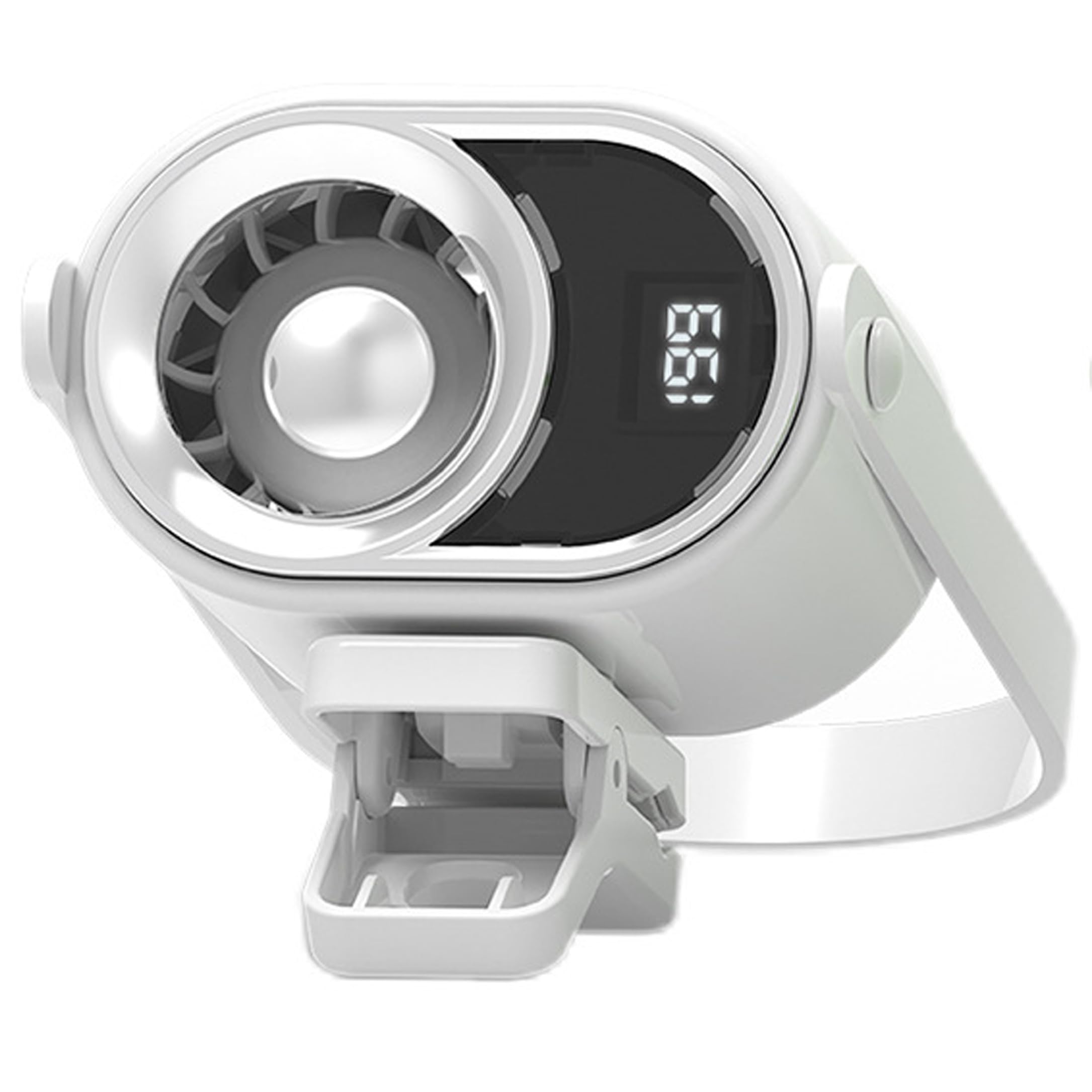 Ventilador portátil con clip de 199 velocidades y pantalla digital inteligente para el hogar, blanco