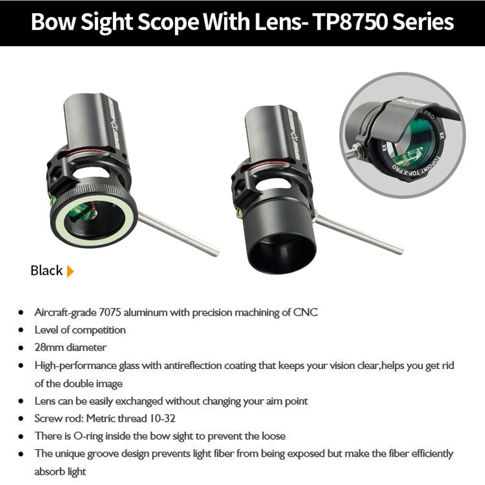 Vista di Arco Composto Sight Pin Mirino per Arco Compound Bow Sight Scope con 2X 4X 6X 8X Lente per Arco e Frecce di Tiro con l'arco