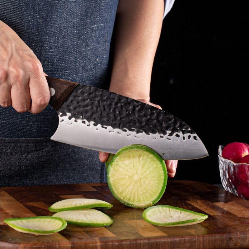 Meat Cleaver,Cleaver Knife, Serbian Knife Handmade Forged Broad Butcher Knife Stainless Steel Kitchen Chef Fishing Meat Knife Fixed Outdoor Filleting