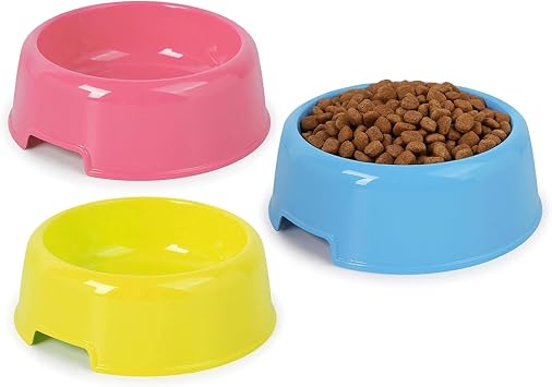 1Pc Solid Color Pet Bowls Candy-Colored Lightweight Plastic Single Bowl Small Dog Cat Pet Bowl Pet Feeding Supplies