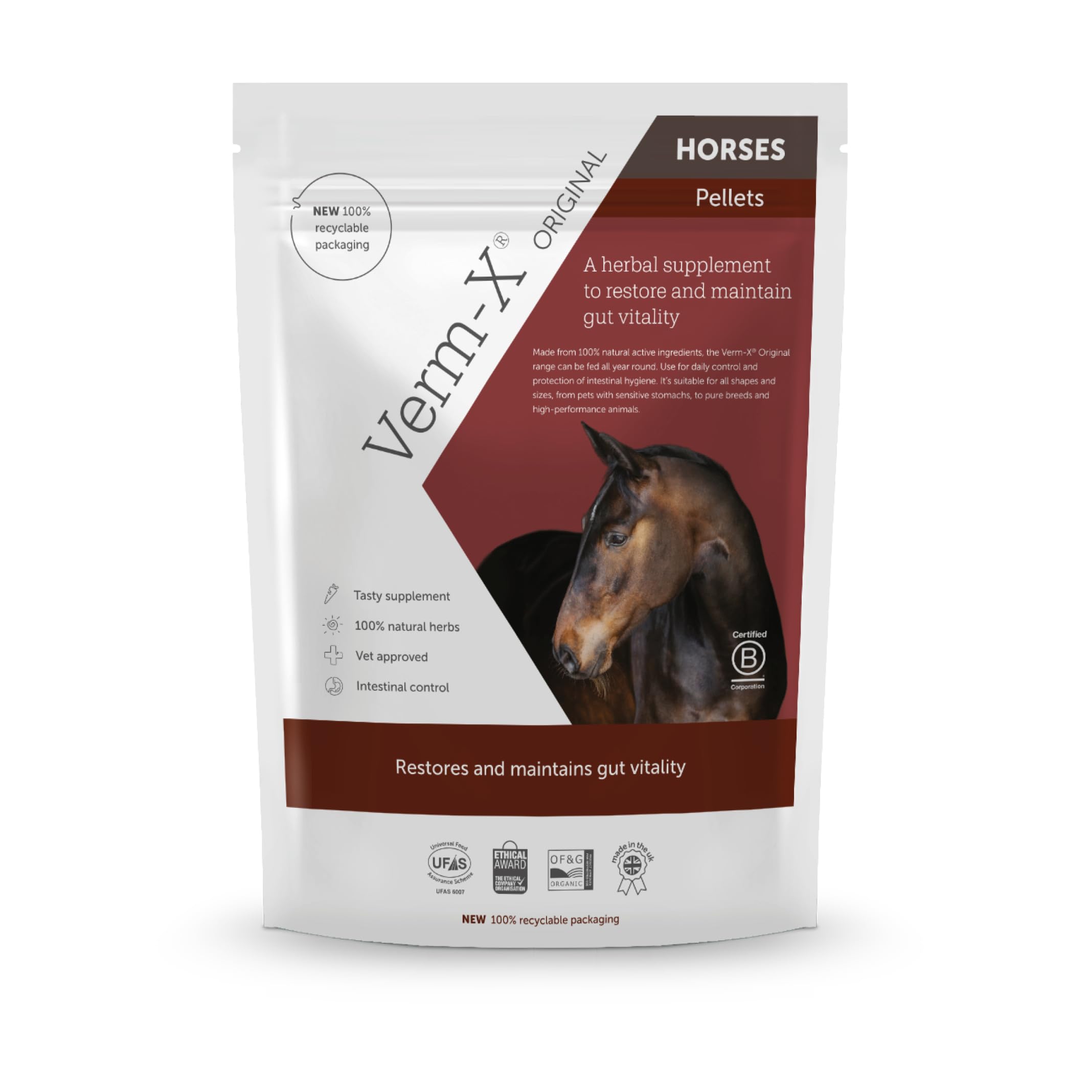 Verm-X All Natural Pellets for Horses and Ponies. Supports Intestinal Hygiene. Vet Approved. UFAS Assured. Restores and Maintains Gut Vitality. Wormwood Free Recipe.