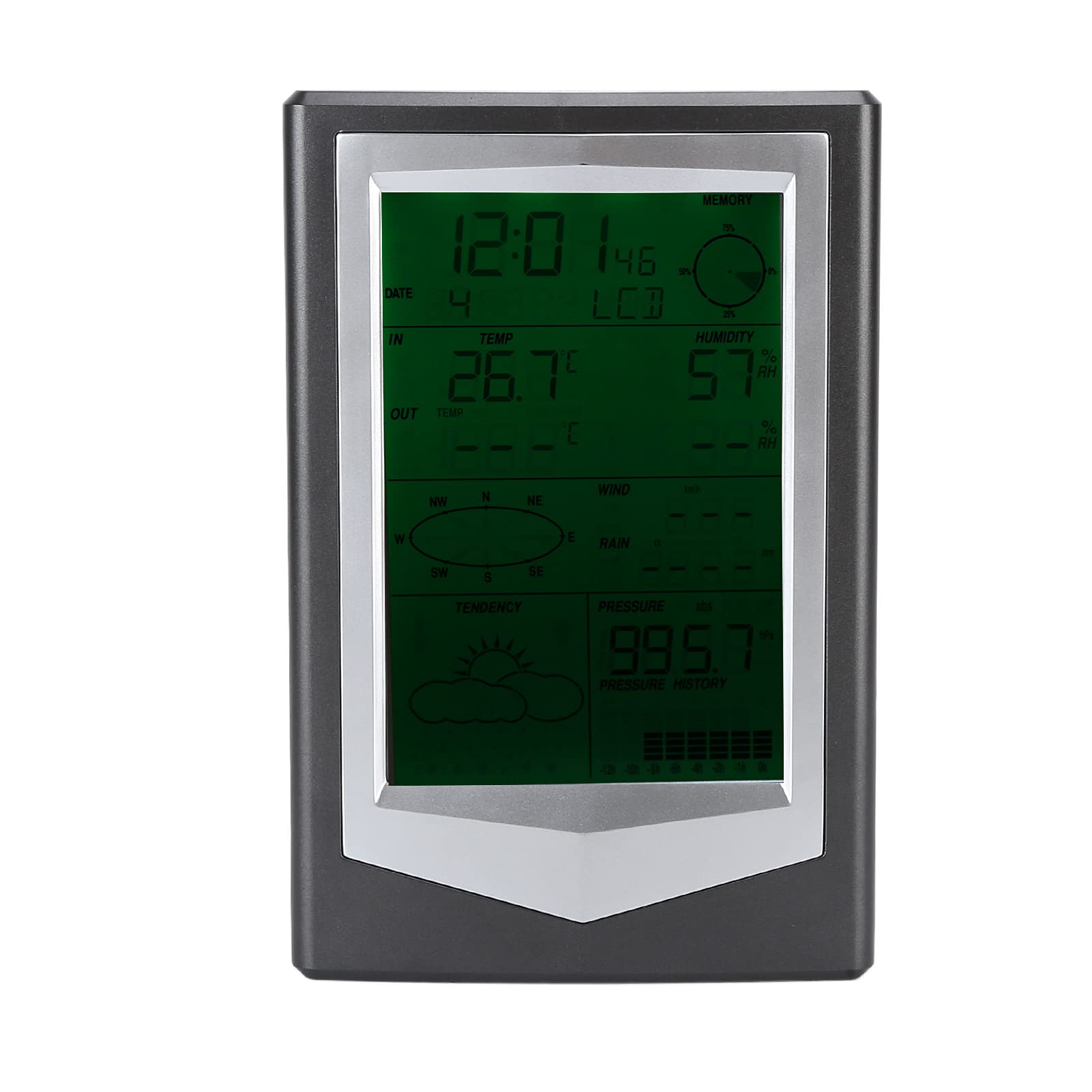 Strumento di Previsioni Meteorologiche con Monitoraggio di umidità e Temperatura per Casa e Giardino Display Compatto in ABS da 5 V 7,5x4,9x1,2 Pollici