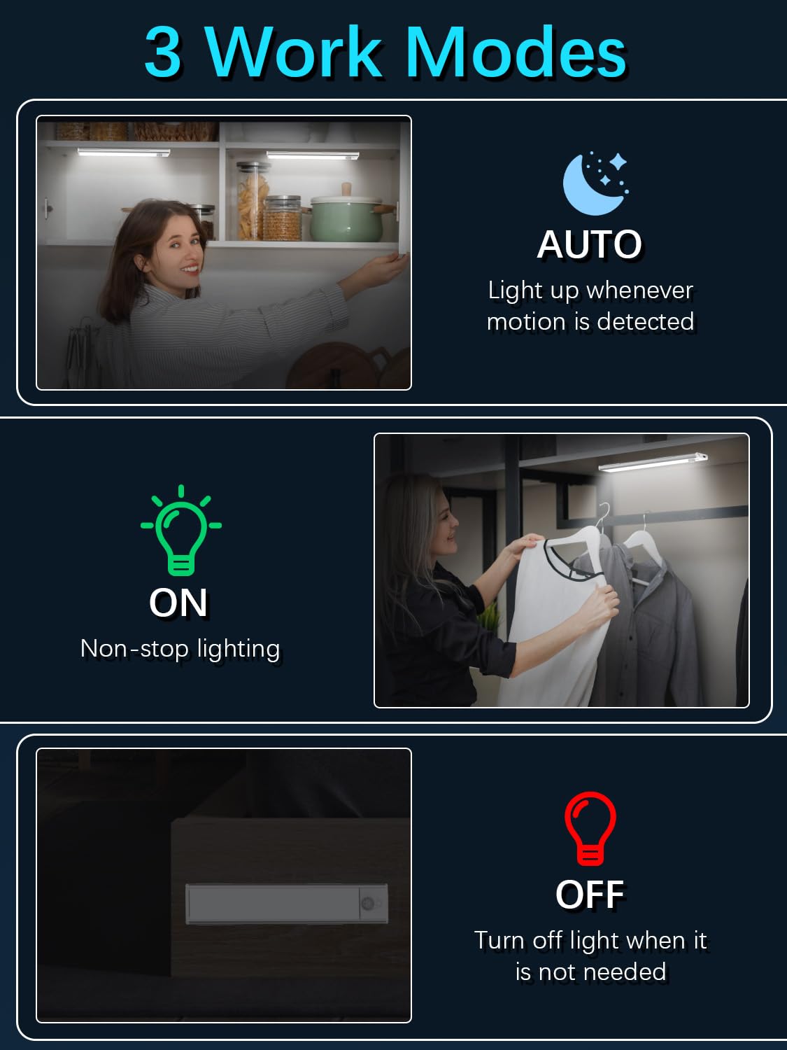 Luce Armadio LED con Sensore, Senza Fili Sotto La Luce Dell'armadio, Sottopensile LED Magnetica Controllo Touch Dimmerabile Luce Notturna Luce Scrivania Ricaricabile USB per Lettura, Lavorare