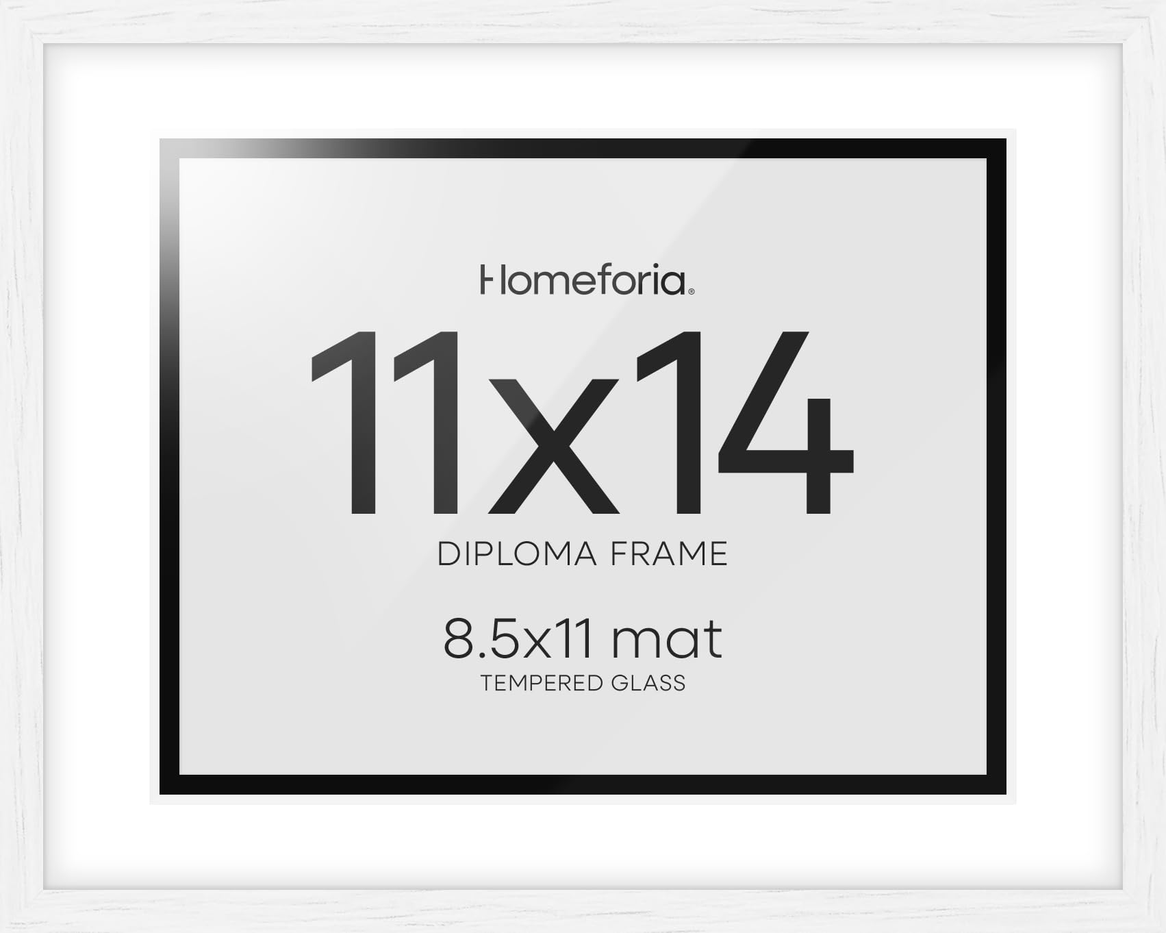Homeforia 11x14 White Diploma Frame, High End White Oak 11 x 14 Certificate Wood Frames with Mat 8.5x11, 14x11 Wooden Document Matted Frame, Award Graduation Frames, Tempered Glass, Wall Kit, Set of 2