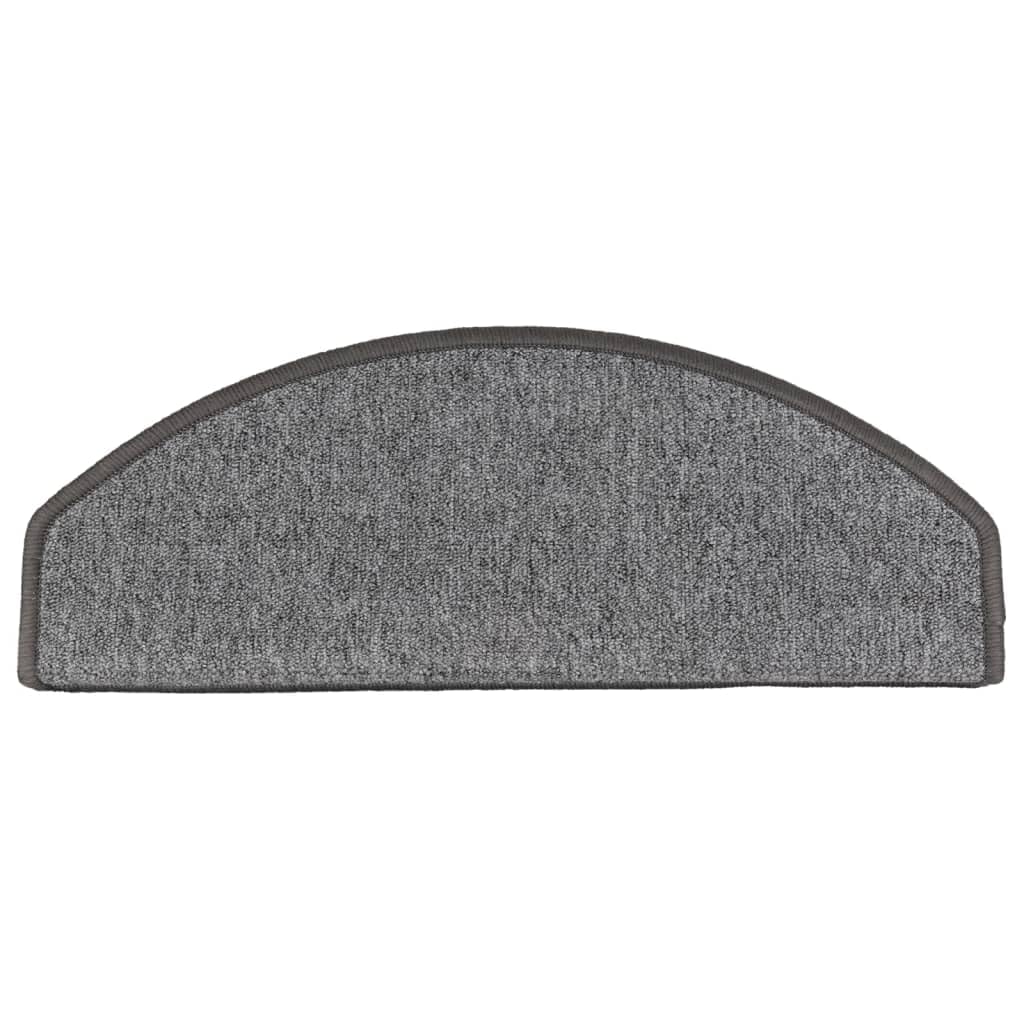 Stufenmatten 15 STK. 65x24x4 cm Dunkelgrau Halbrund, Selbstklebende Treppenstufen Matten aus PP für sicheren Halt und Schutz im Innenbereich