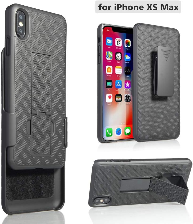 for Apple iPhone Xs Max, Xs Plus [2018 Release] Slim Armor Shell Swivel Hybrid Holster Defender Combo Case with Belt Clip & Kickstand for only iPhone Xs Max 6.5 Inch